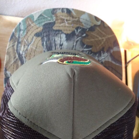 Vintage Ducks Unlimited Green Wing Camouflage Trucker Snap Back Hat - Picture 6 of 10
